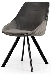 Sivé zamatové jedálenské stoličky v súprave 2 ks Ritz – Tenzo