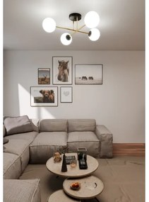 Luster na tyči MAGNUM 4xE14/10W/230V biela/zlatá/čierna