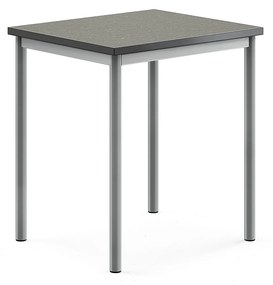 Stôl SONITUS, 700x600x760 mm, linoleum - tmavošedá, strieborná
