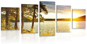5-dielny obraz západ slnka nad jazerom Varianta: 200x100