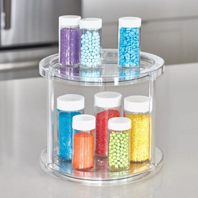 Okrúhly otočný dvojposchodový podstavec na dózy iDesign The Home Edit, ⌀ 24,1 cm