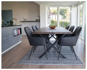 Tmavomodré čalúnené jedálenské kreslá v súprave s podrúčkami 2 ks Harbo – House Nordic