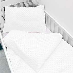 Biante Detské posteľné obliečky do postieľky Minky TOP 3D bodky MKP-059 Biele Do postieľky 90x130 a 40x60 cm