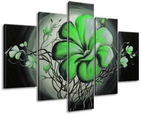 Gario Ručne maľovaný obraz Zelená živá krása - 5 dielny Rozmery: 150 x 105 cm