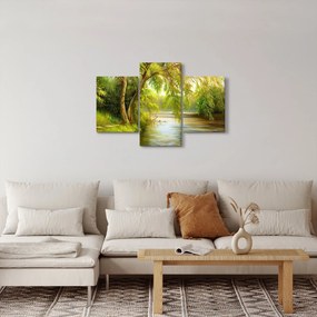 Obraz - Vŕba pri jazere, olejomaľba (90x60 cm)
