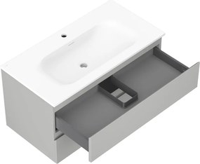 Mexen Orio, kúpeľňová skrinka 90 cm s umývadlom Vela, 2 zásuvky, šedá matná/biela matná, 91A10-09047-2-BFF62-W23M01