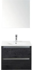Kúpeľňový nábytkový set Sanox Dante farba čela black oak ŠxVxH 61 x 170 x 46 cm s keramickým umývadlom a zrkadlovou skrinkou
