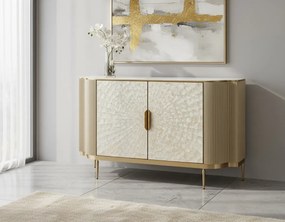 Komoda Stilig 150 cm slonovinová/zlatá
