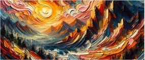 Obraz - Hory zalité slnkom (120x50 cm)