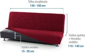 Super strečové poťahy NIAGARA bordó dvojkreslo s drevenými rúčkami (š. 130 - 160 cm)