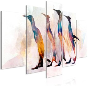 Artgeist Obraz - Penguin Wandering (5 Parts) Wide Veľkosť: 100x50, Verzia: Standard