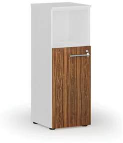 Kombinovaná kancelárska skriňa PRIMO WHITE, 1087 x 400 x 420 mm, biela/orech
