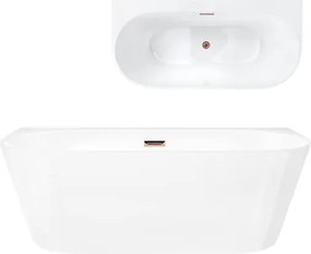 Voľne stojaca stenová vaňa Corsan Mono 170 x 80, široký okraj, meď