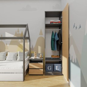 Šatníková skriňa Malwa SD-50 antracit/dub artisan