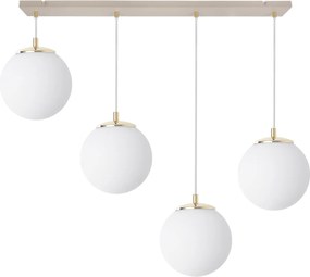 Závesné svietidlo Florence, 4x biele sklenené tienidlo, g/be