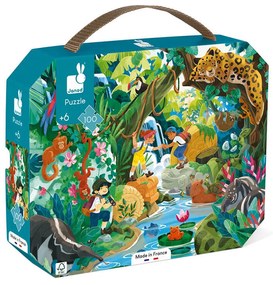 Janod Puzzle pre deti Dobrodružstvo v džungli v kufríku 100 ks