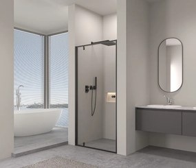 Erga Sydney, 1-krídlové výklopné sprchové dvere do otvoru 100x195 cm, 6mm číre sklo, čierny profil, ERG-V02-SYDNEY-D100-BK