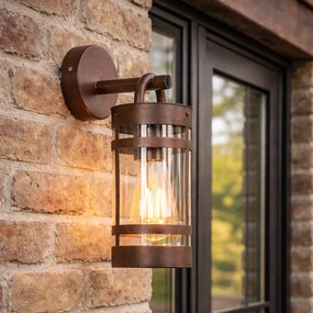Priemyselná vonkajšia nástenná lampa hrdzavohnedá IP44 - Ruben