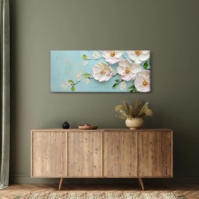 Obraz - Kvietky na modrom pozadí (120x50 cm)