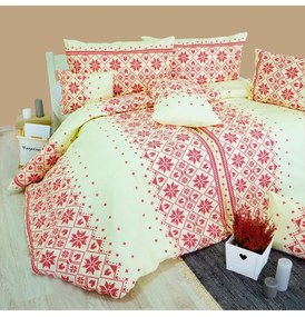 Obliečky bavlnené Etno krémovo-bordové EMI, Štandardný set jednolôžko obsahuje 1x 140x200 + 1x 70x90