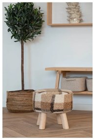 Bielo-hnedá podnožka z textílie buklé Aberdeen – House Nordic