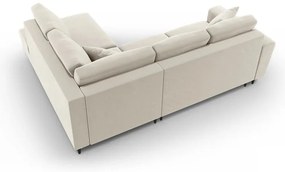 Béžová zamatová rozkladacia/s úložným priestorom rohová pohovka (pravý roh/do L) Kyoto – Cosmopolitan Design