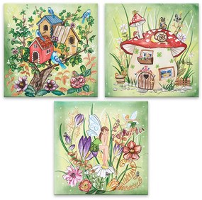 Séria 3 plagátov pre dievčatá - Čarovný les (Tinker Bell) - 30 x 30 cm