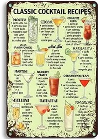 Ceduľa Classic Cocktail Recipes