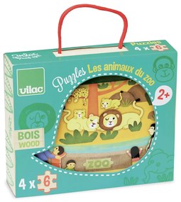 Vilac Drevené puzzle zoo