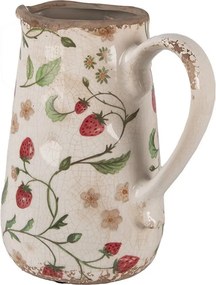 Béžový keramický džbán s jahôdkami Wild Strawberries M - 16*12*18 cm