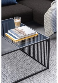 Čierny konferenčný stolík so sklenenou doskou 80x80 cm Strington – Actona