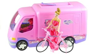LEAN TOYS Rúžový karavan s bábikou