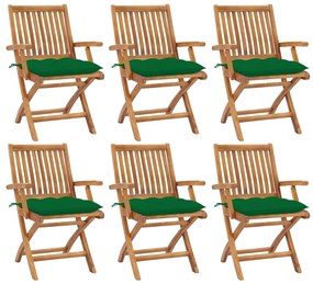 Skladacie záhradné stoličky s podložkami 6 ks tíkový masív 3072770