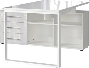 XXXLutz ROHOVÝ PÍSACÍ STÔL, biela, 160/146/76 cm Novel - Kancelárske stoly - 001258016707