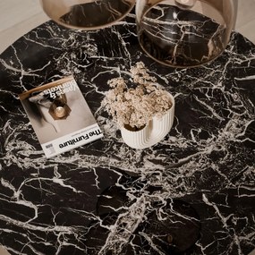 OKRÚHLY JEDÁLENSKÝ STÔL PASCAL ZLATÝ LESK + ČIERNE MRAMOROVÉ SKLO 100 cm