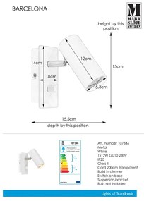 Markslöjd 107346 - Stmievateľné nástenné bodové svietidlo BARCELONA 1xGU10/12W/230