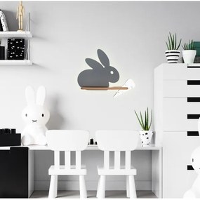 LED Detské nástenné svietidlo s poličkou RABBIT LED/4W/230V šedá/biela/drevo
