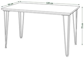 HAIRPIN biely, loftový stôl do kuchyne, jedálne a obývacej izby