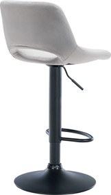 Barová stolička Camden - zamat, čierny rám - Svetlo sivá
