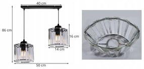Závesné svietidlo Holdi 3, 2x priehľadné krištáľové tienidlo, ch