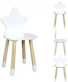 HOME DECO KIDS Detská stolička Hviezda biela s motívom hviezdičky a borovicovými nohami