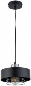 SIGMA Závesné industriálne osvetlenie POKER, 1xE27, 60W, 20cm, okrúhle, čierne, strieborné
