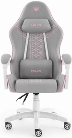 Herná stolička HC-1008 2.0 s ergonomickými vankúšmi - sivo-ružová