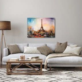 Obraz - Maľba Eiffelovej veže (70x50 cm)