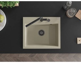 Mexen Oscar, 1-komorový granitový drez 580x490x205 mm, béžová, 6519581000-69-B
