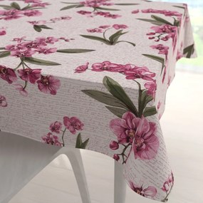 Biante Bavlnený štvorcový obrus Sandra SA-635 Ružovofialové orchidey na bielom 80x80 cm