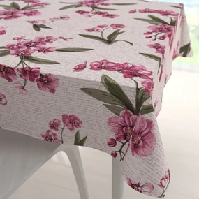 Biante Bavlnený štvorcový obrus Sandra SA-635 Ružovofialové orchidey na bielom 80x80 cm