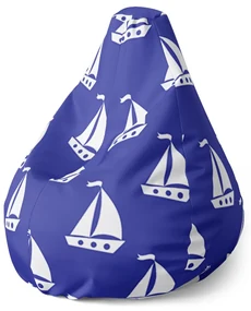 Sablio Sedací vak Pear Biele lode - 140 x 100 x 25 cm