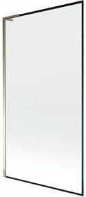 Mexen Next L, 1-krídlová vaňová zástena 100 x 150 cm, 6mm číre sklo-čierny vzor, zlatý lesklý profil, 895-100-000-03-70-50