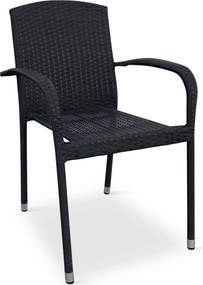 Noela Záhradný jedálenský set Klaudia čierny + 4x ratanová stolička Roma